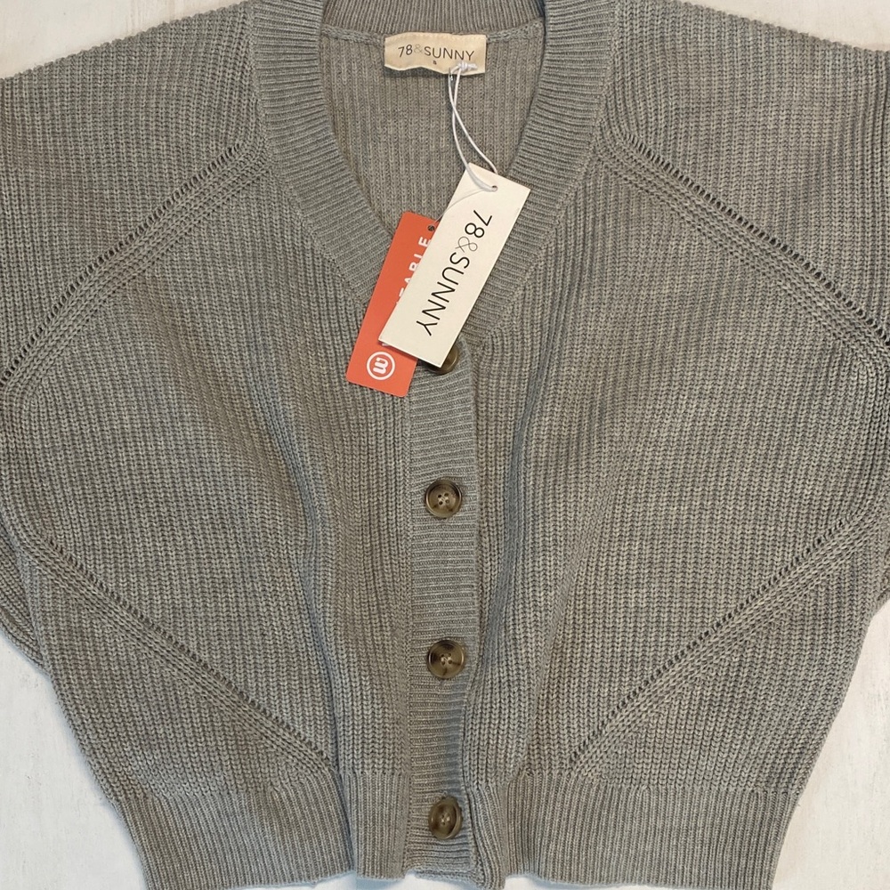 78 and Sunny Women's Gray Cardigan Sweater
